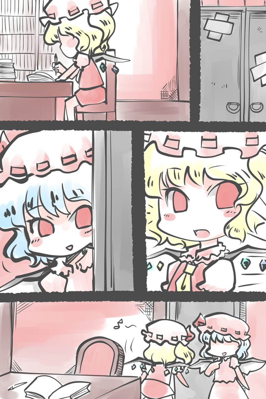 remilia scarlet and flandre scarlet (touhou) drawn by doku_corne
