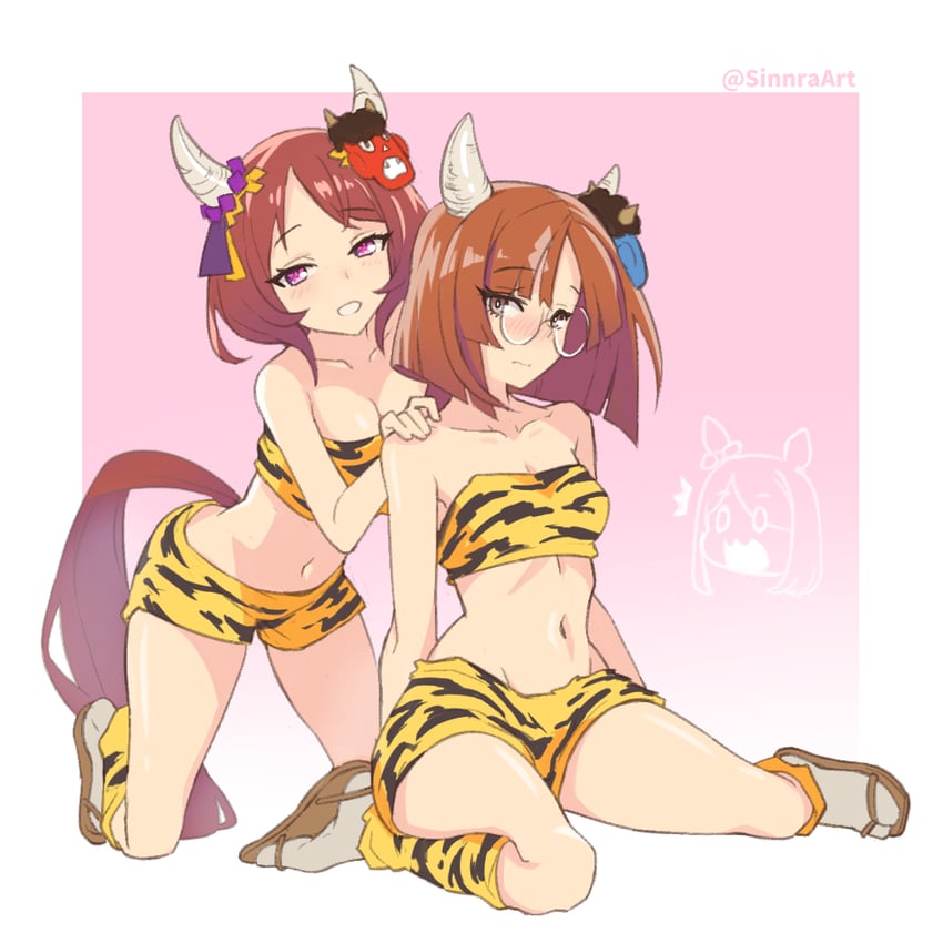 mejiro mcqueen, ikuno dictus, and sakura laurel (umamusume and 1 more) drawn by sinnra_art