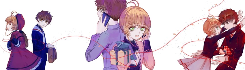 kinomoto sakura and li syaoran (cardcaptor sakura) drawn by qige