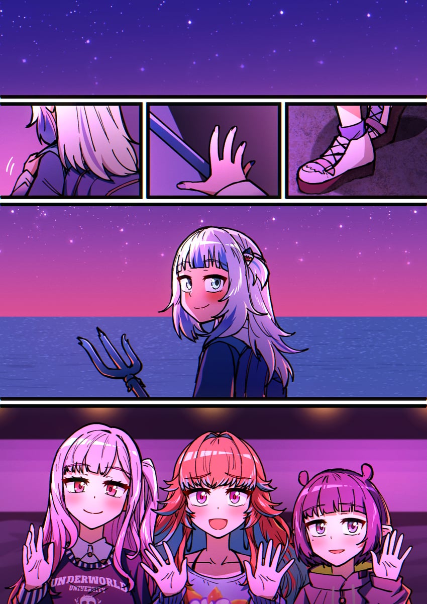 gawr gura, mori calliope, ninomae ina'nis, and takanashi kiara (hololive and 1 more) drawn by ddolbang
