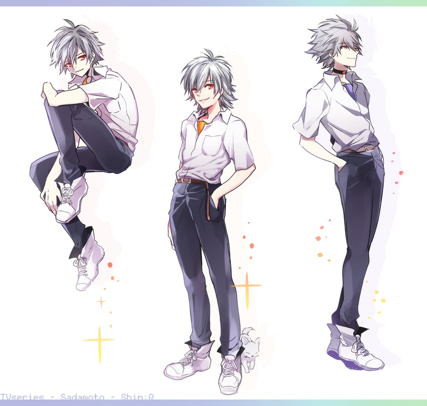 nagisa kaworu (neon genesis evangelion and 2 more) drawn by kkkaaaayyy