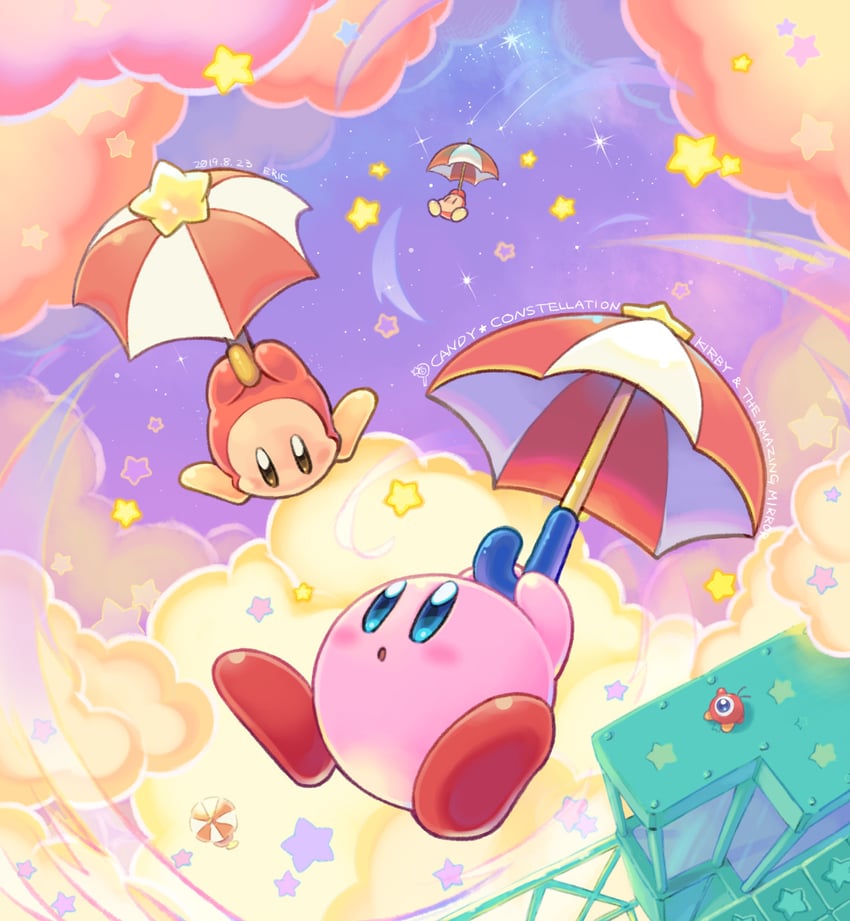 kirby, waddle dee, waddle doo, parasol kirby, and parasol waddle dee (kirby and 1 more) drawn by eric_flay