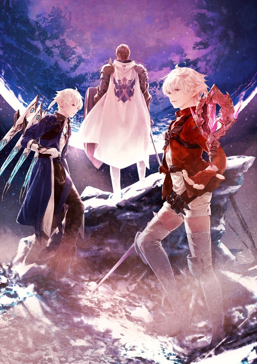 warrior of light, adventurer, paladin, alisaie leveilleur, red mage, and 2 more (final fantasy and 1 more) drawn by ff14yonah