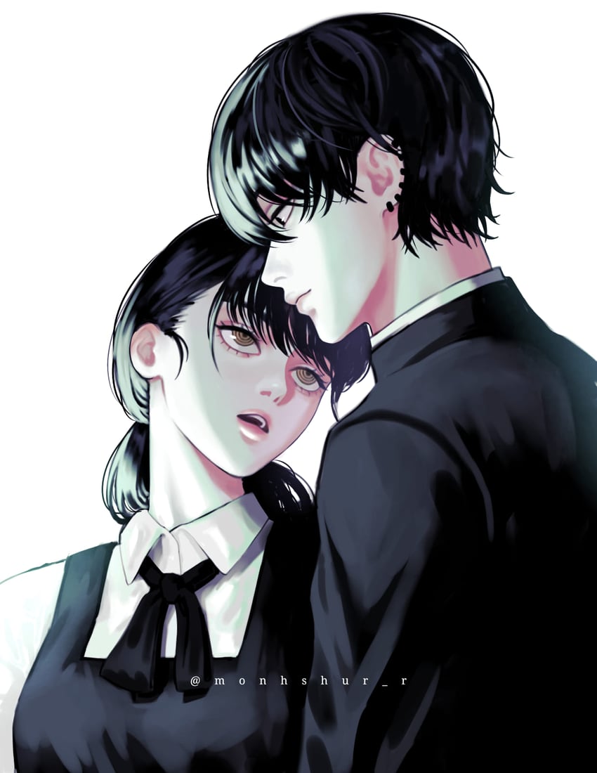 yoru and yoshida hirofumi (chainsaw man) drawn by monhshur_r