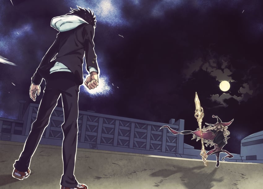 kamijou touma and othinus (toaru majutsu no index and 1 more) drawn by gazing_eye and haimura_kiyotaka