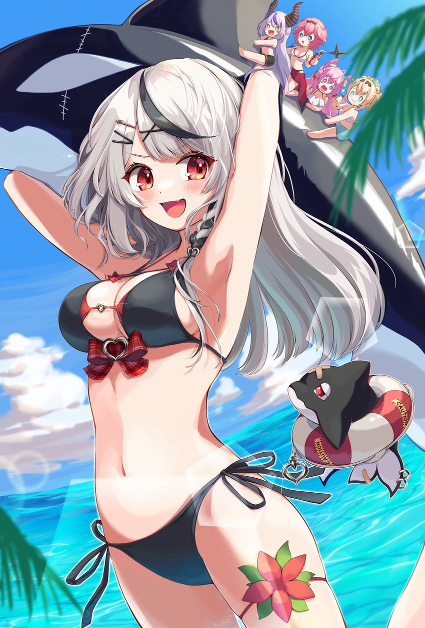 sakamata chloe, la+ darknesss, hakui koyori, kazama iroha, takane lui, and 1 more (hololive) drawn by aisu_(i_ce_pinon_pino)