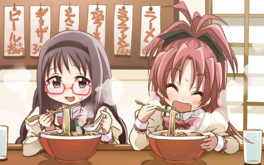 akemi homura and sakura kyoko (mahou shoujo madoka magica) drawn by sakayama_shinta