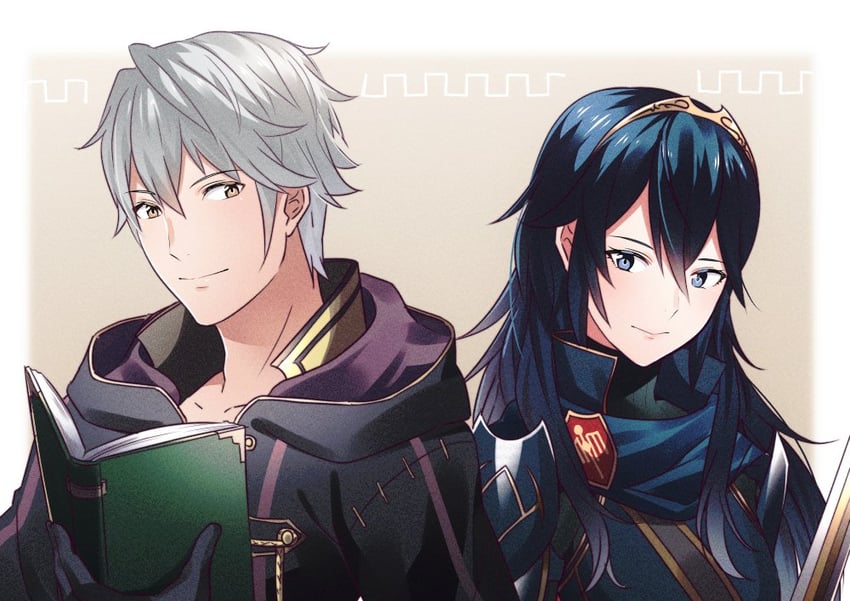 lucina and male robin (fire emblem and 1 more) drawn by ameno_(a_meno0)