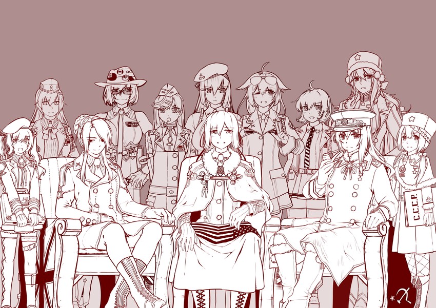 springfield, lee-enfield, mosin-nagant, thompson, m1 garand, and 7 more (girls' frontline and 1 more) drawn by z.s.w.