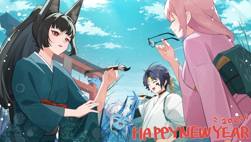hoshimi miyabi, tsukishiro yanagi, soukaku, and asaba harumasa (zenless zone zero) drawn by mikami_michael