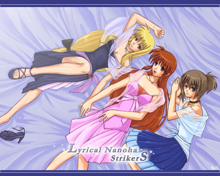 fate testarossa, takamachi nanoha, and yagami hayate (lyrical nanoha and 1 more)