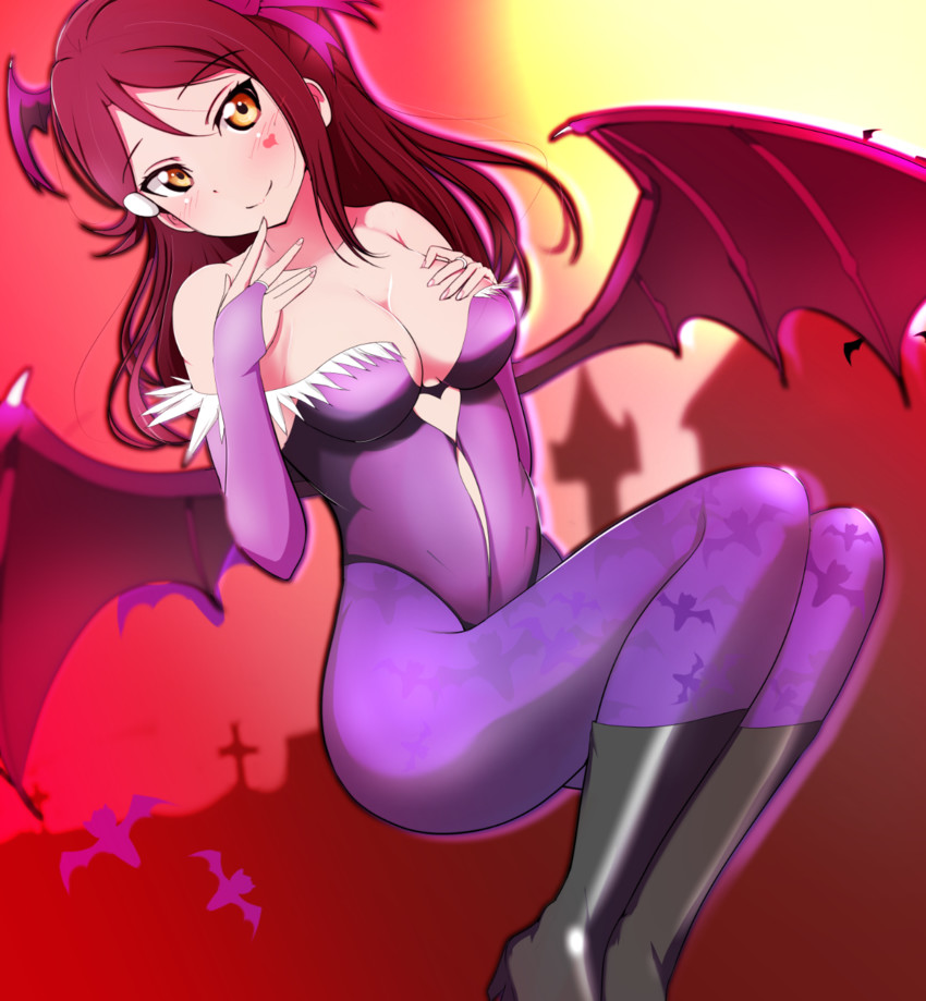 morrigan aensland and sakurauchi riko (love live! and 2 more) drawn by ankoiri