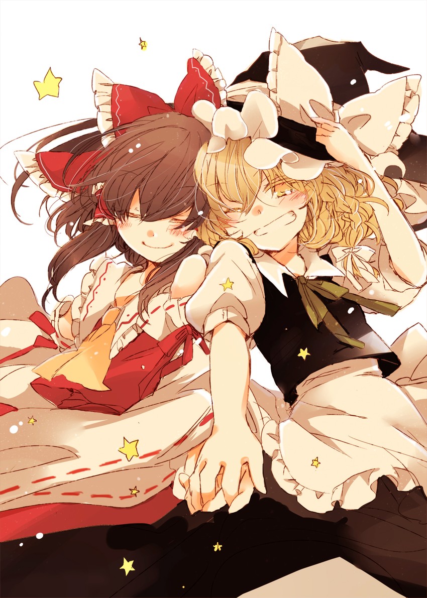 hakurei reimu and kirisame marisa (touhou) drawn by poprication