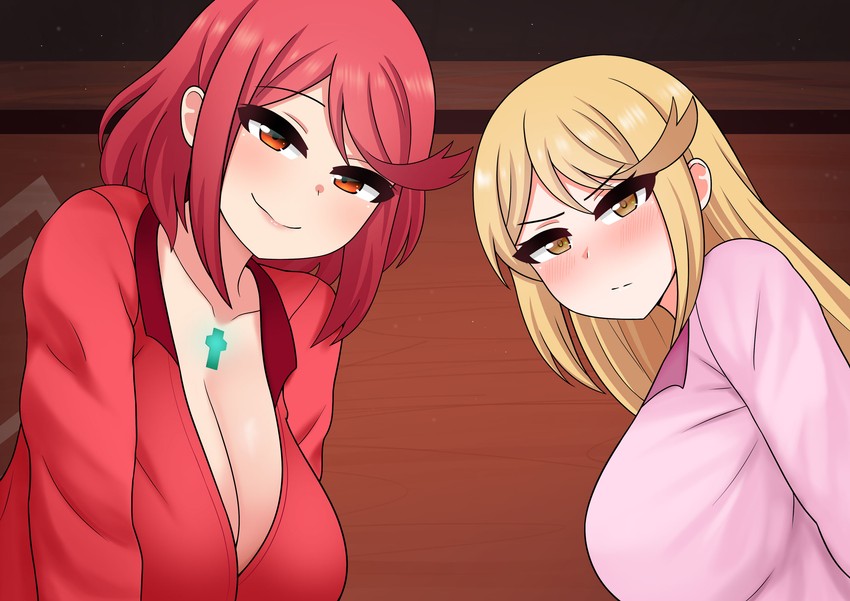 pyra and mythra (xenoblade chronicles and 1 more) drawn by the_only_shoe
