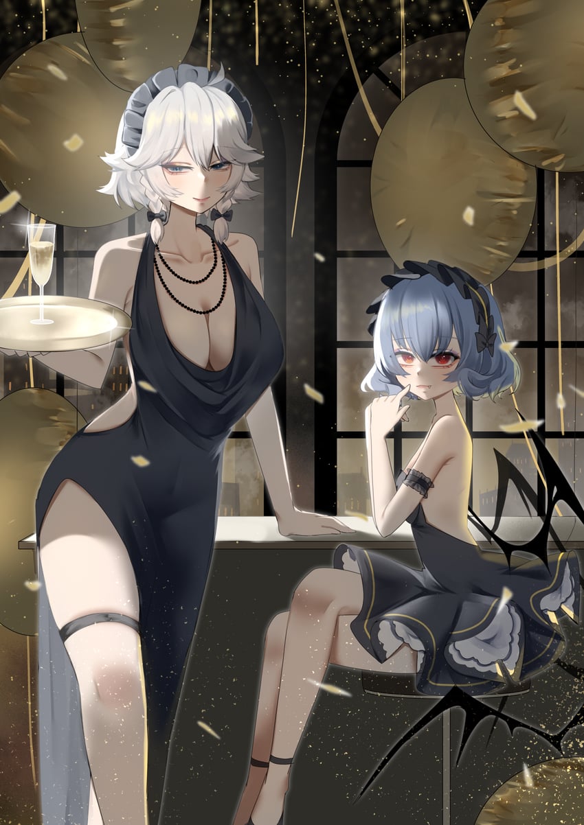 remilia scarlet and izayoi sakuya (touhou) drawn by no_noru