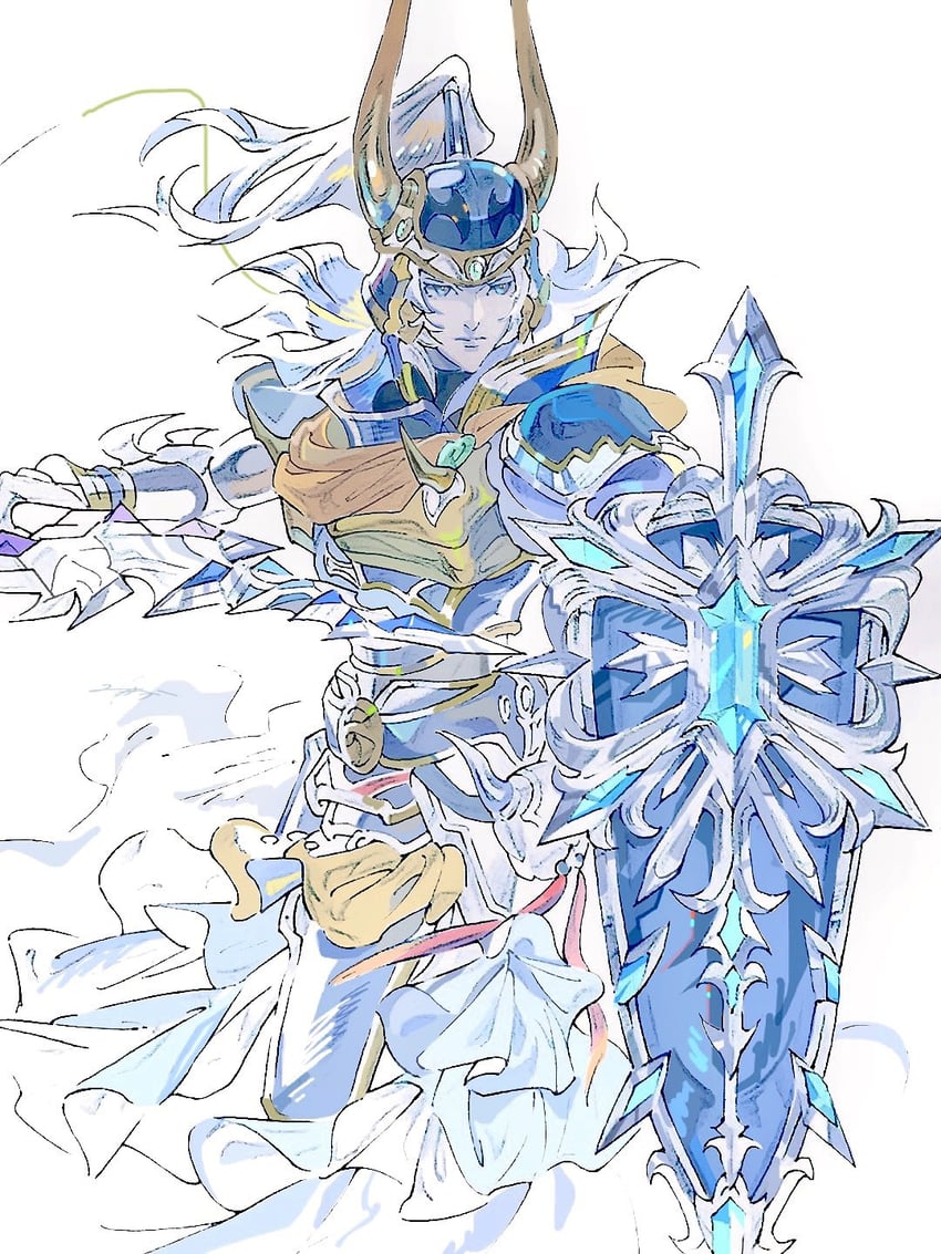 warrior of light (final fantasy and 1 more) drawn by dene_tri