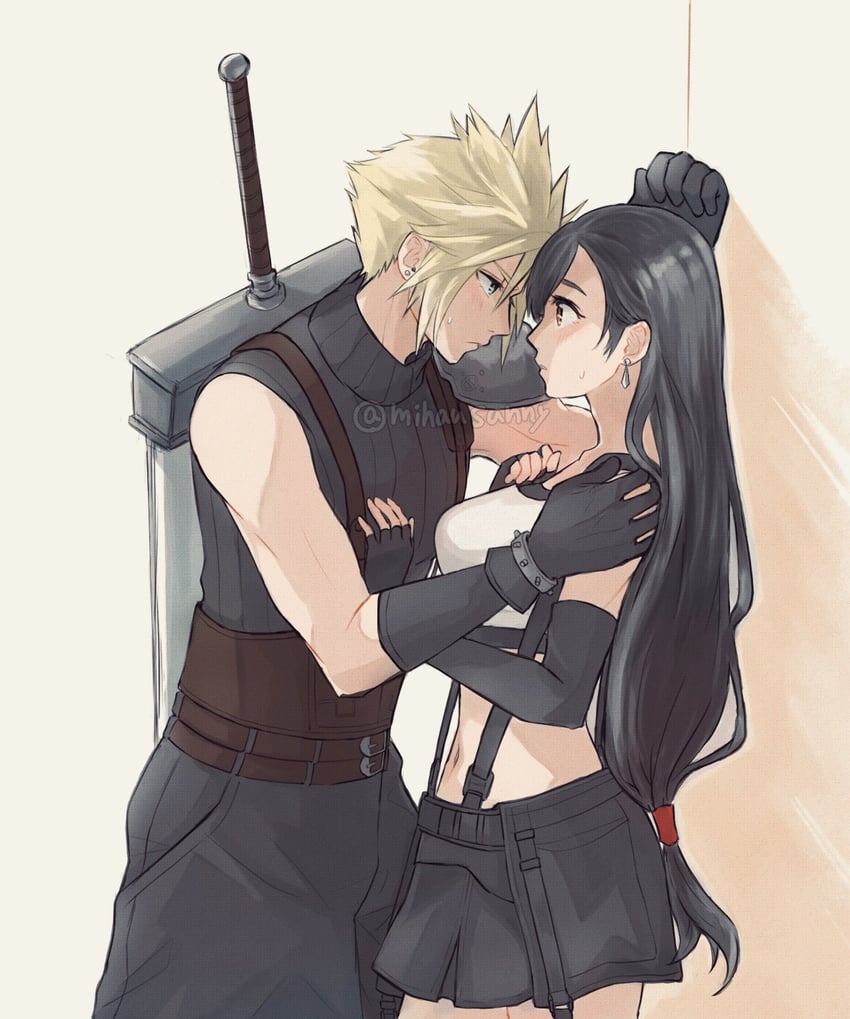 tifa lockhart and cloud strife (final fantasy and 2 more) drawn by kaisei_(kaisei_my)