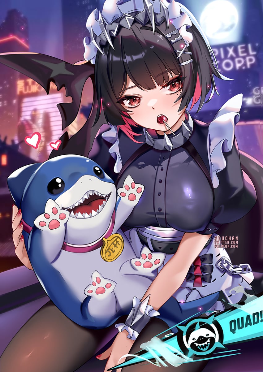 ellen joe and jeff the land shark (zenless zone zero and 2 more) drawn by squchan