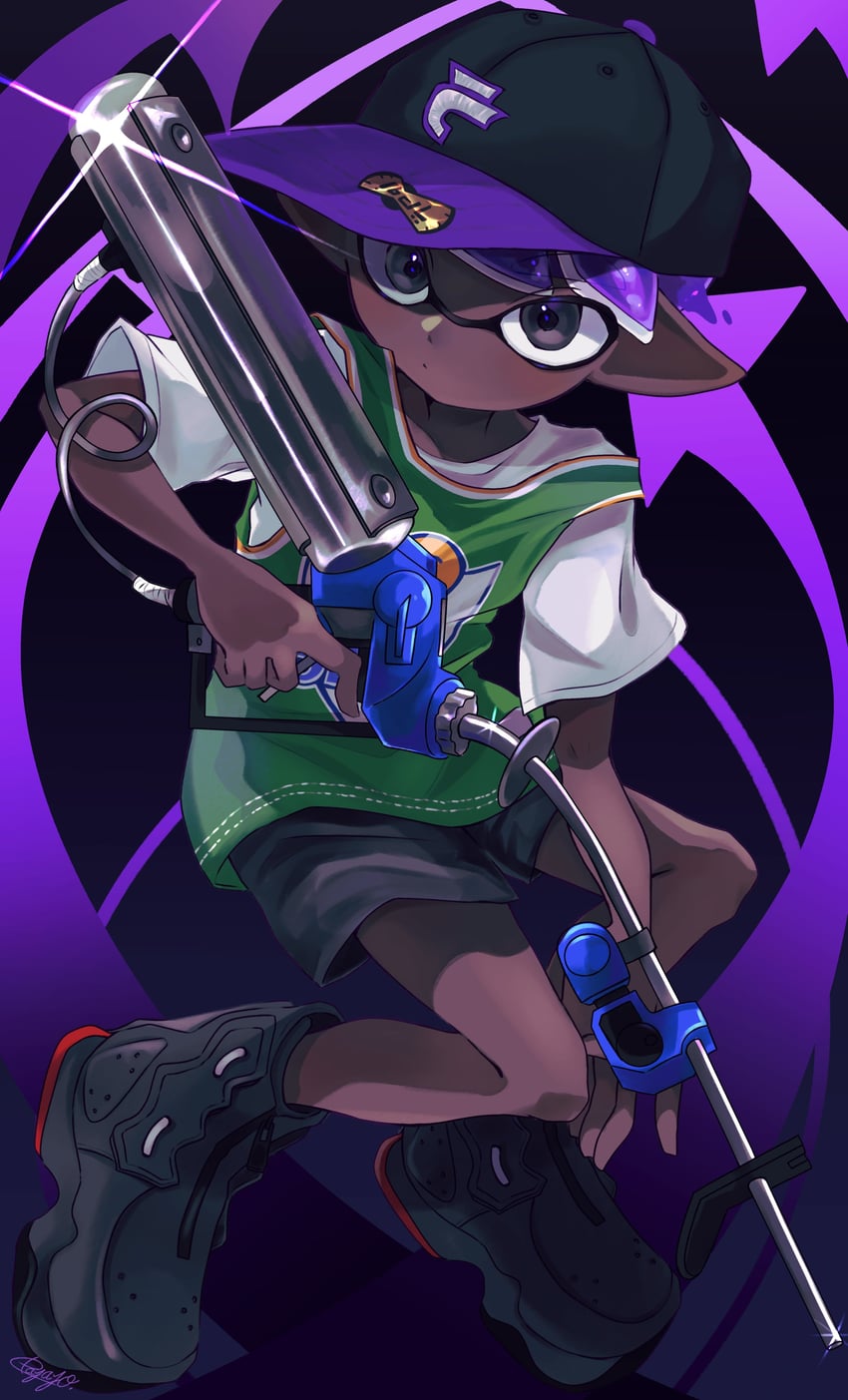 inkling player character and inkling boy (splatoon and 1 more) drawn by payayo884