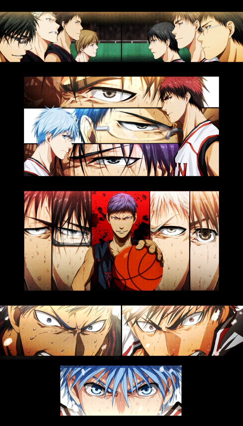 kuroko tetsuya, aomine daiki, kagami taiga, kiyoshi teppei, hyuuga junpei, and 5 more (kuroko no basuke) drawn by inu_(91556)