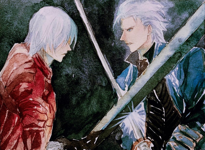 dante and vergil (devil may cry and 1 more) drawn by lovelythorki