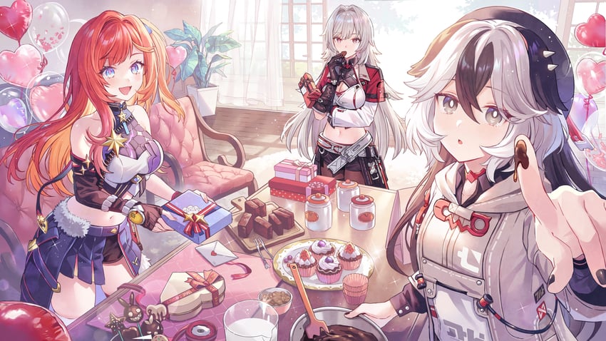 homu, coralie 6626 planck, senadina, and erdos helia (honkai and 1 more) drawn by lino_chang