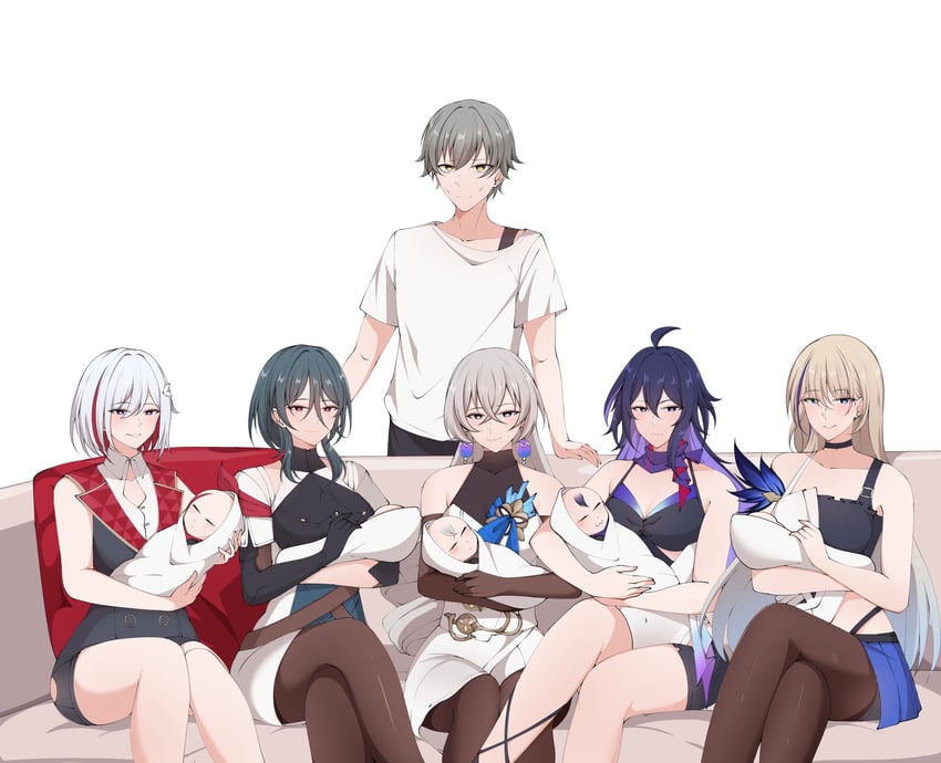 trailblazer, caelus, topaz, bronya rand, seele, and 2 more (honkai and 3 more) drawn by centauri-d