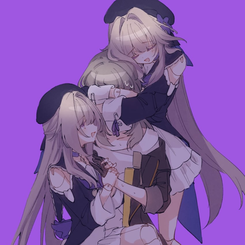 trailblazer, stelle, and herta (honkai and 1 more) drawn by genshou_ex