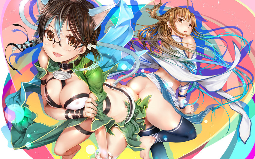 asuna, sinon, and asada shino (sword art online) drawn by mikazuki_akira!