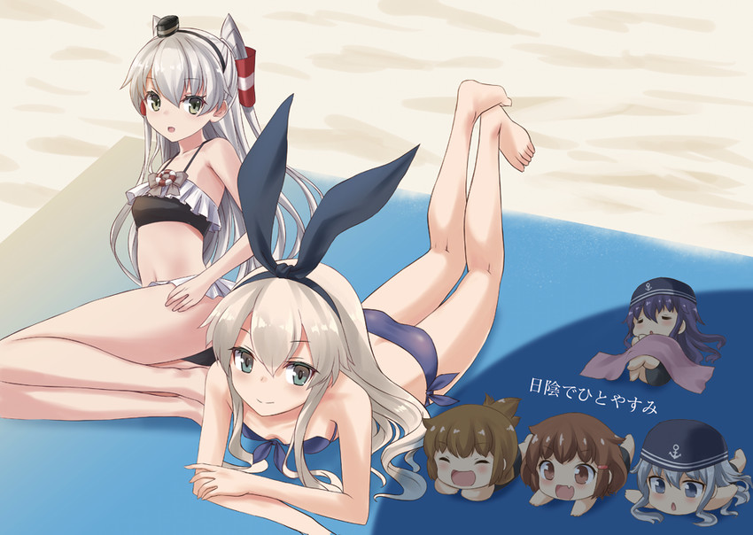 shimakaze, hibiki, inazuma, ikazuchi, akatsuki, and 1 more (kantai collection) drawn by gale_kawaii