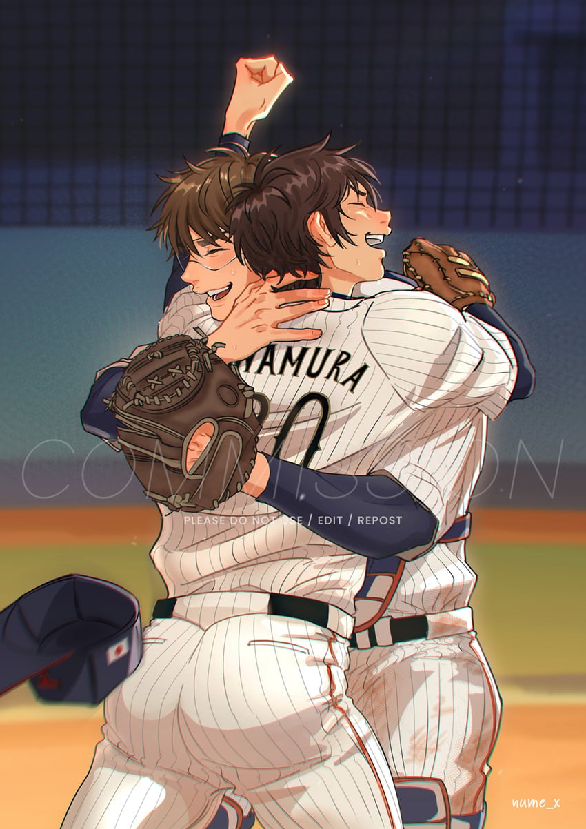 miyuki kazuya and sawamura eijun (ace of diamond) drawn by nume_x