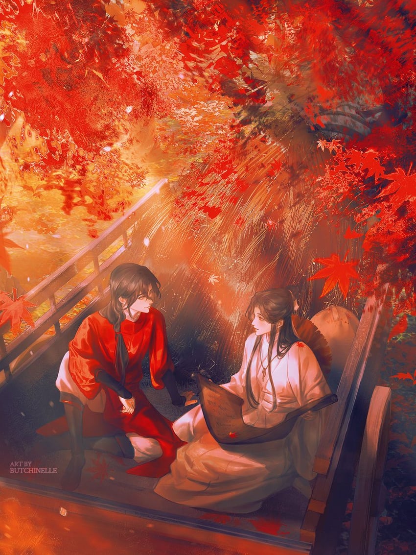 xie lian, hua cheng, and san lang (tianguan cifu) drawn by butchinelle
