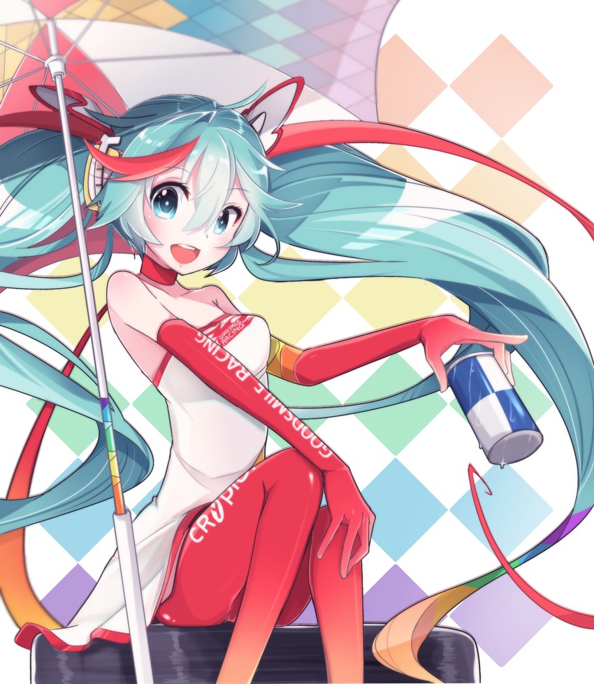 hatsune miku and racing miku (vocaloid and 2 more) drawn by chuuko_anpu