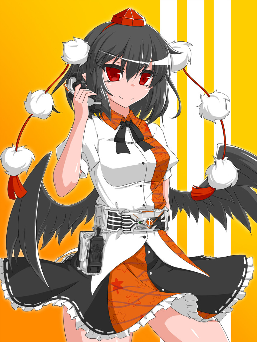 shameimaru aya and kamen rider delta (touhou and 2 more) drawn by tsukushi_(741789)