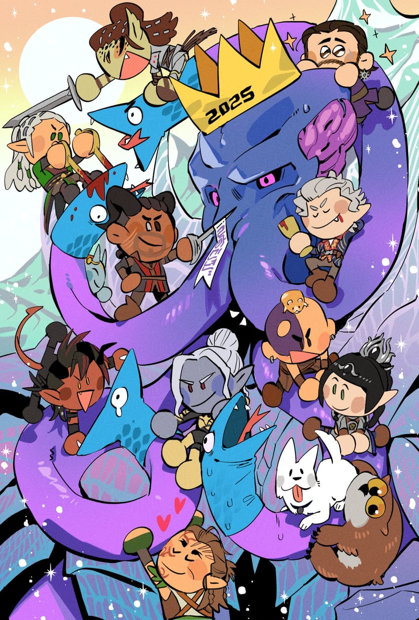 shadowheart, karlach, astarion, halsin, lae'zel, and 8 more (dungeons & dragons and 2 more) drawn by chuchurrrrr