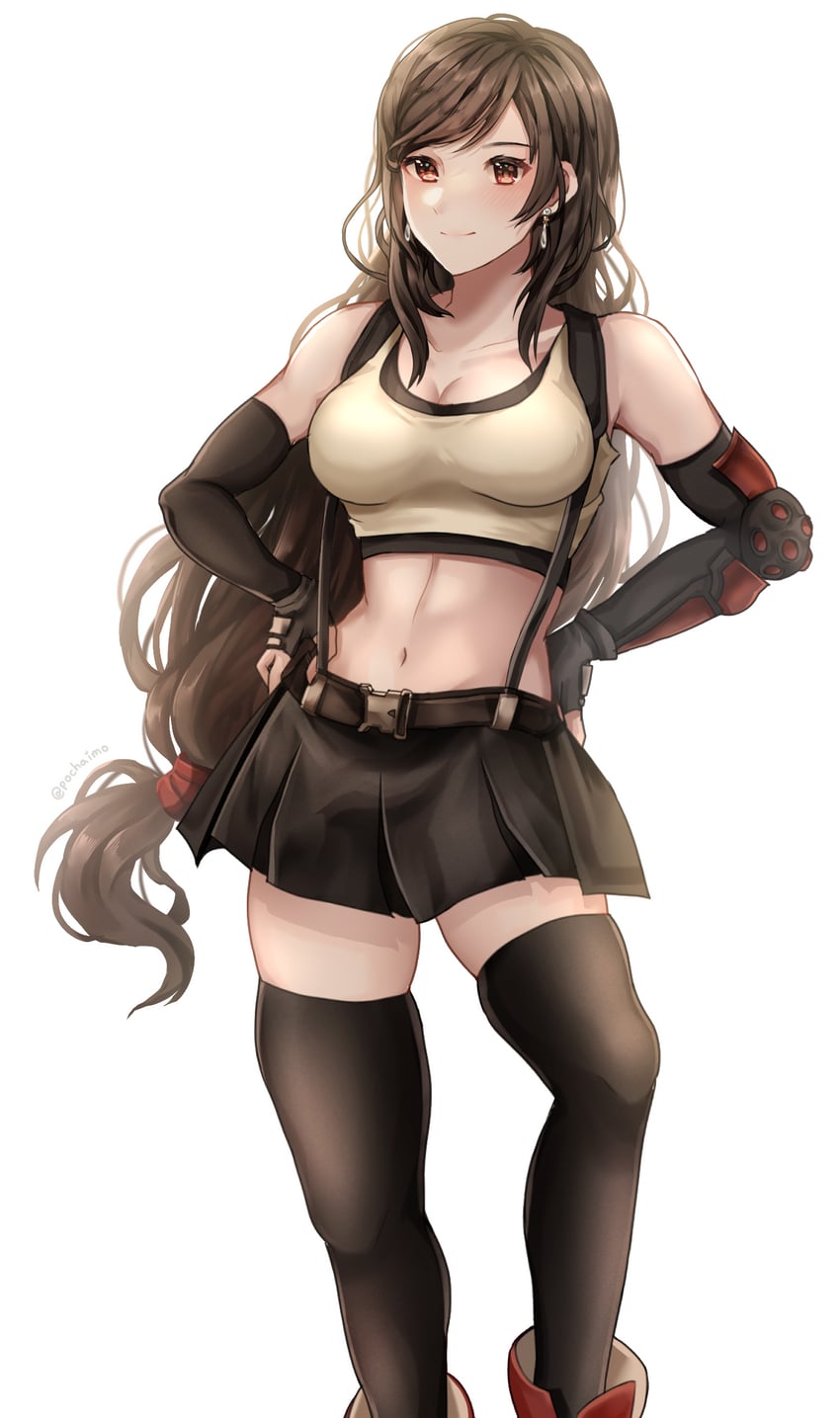 tifa lockhart (final fantasy and 2 more) drawn by pochaimo