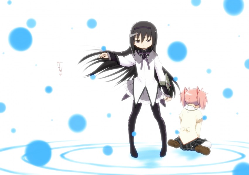 akemi homura and kaname madoka (mahou shoujo madoka magica) drawn by kay-u