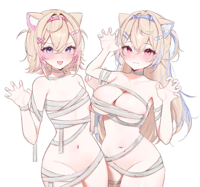 fuwawa abyssgard and mococo abyssgard (hololive and 1 more) drawn by miyuchiq
