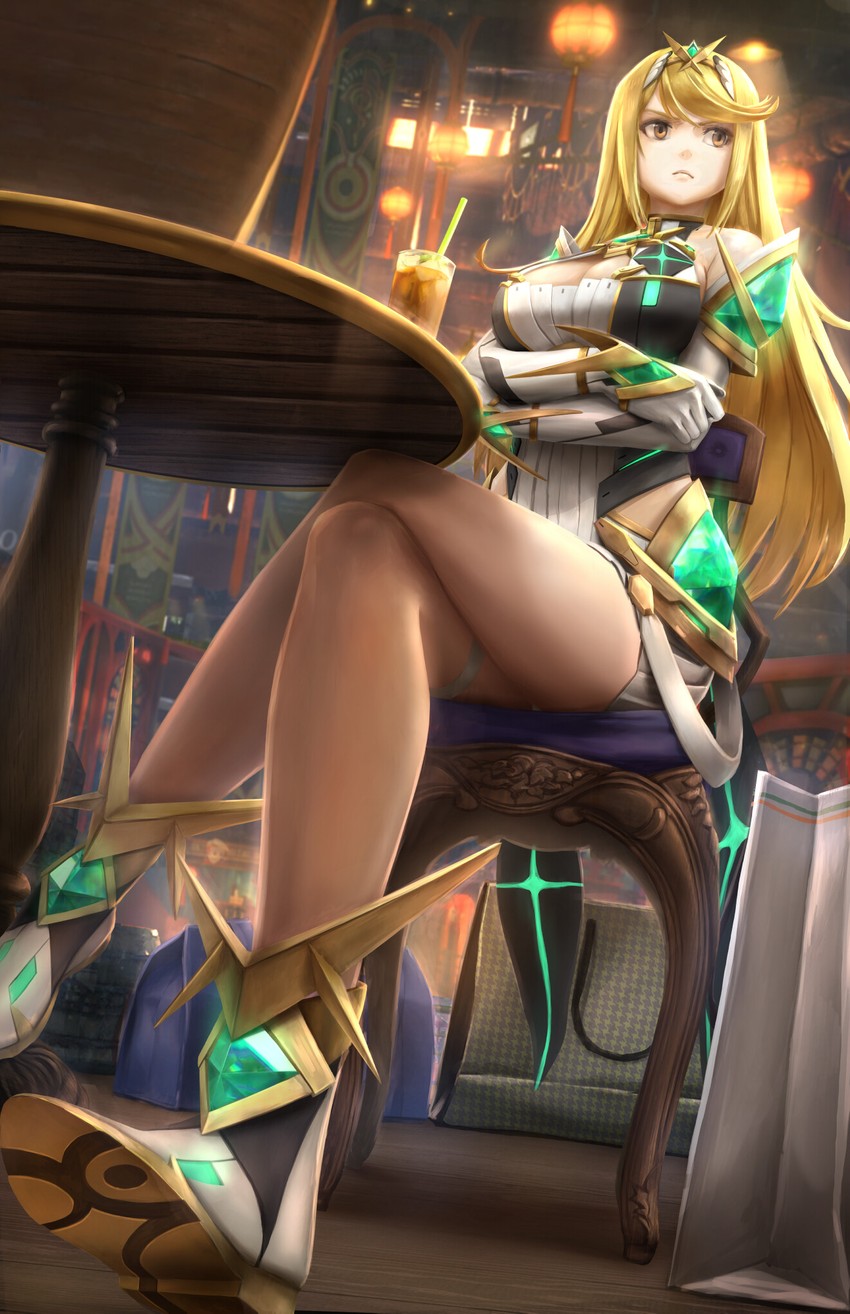 mythra (xenoblade chronicles and 1 more) drawn by allenyuart