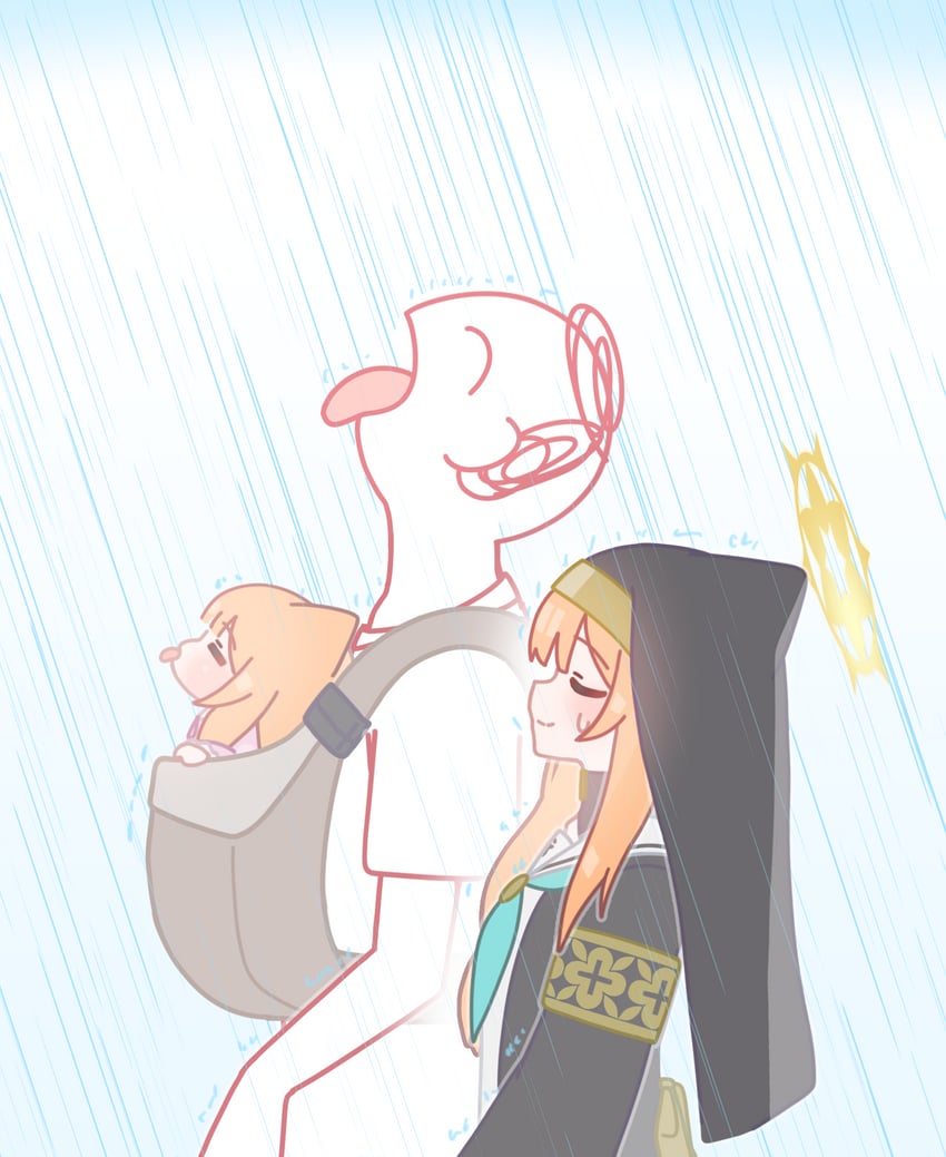 sensei, doodle sensei, and mari (blue archive) drawn by horuhara