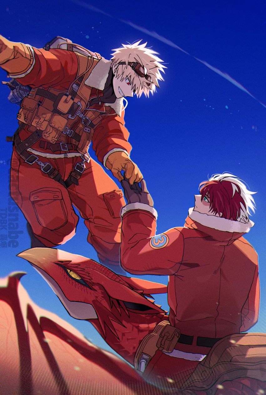 bakugou katsuki and todoroki shoto (boku no hero academia) drawn by cactusnabe