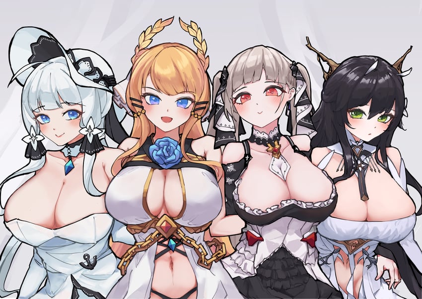 formidable, illustrious, indomitable, and victorious (azur lane) drawn by nocturnal_melonpan