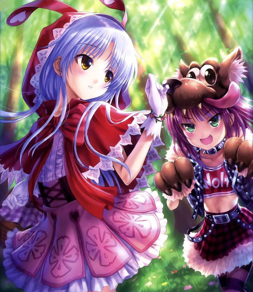 tachibana kanade, little red riding hood, nakamura yuri, and big bad wolf (angel beats! and 1 more) drawn by goto_p