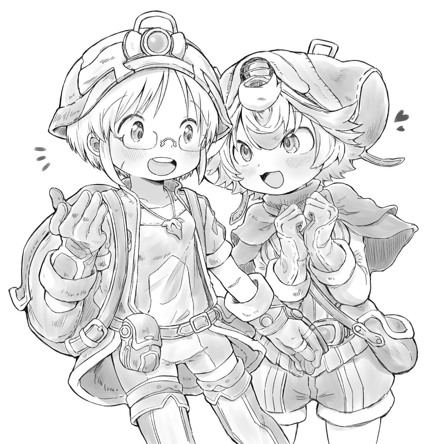 riko and prushka (made in abyss) drawn by kiwami_(kiwamimuneko)