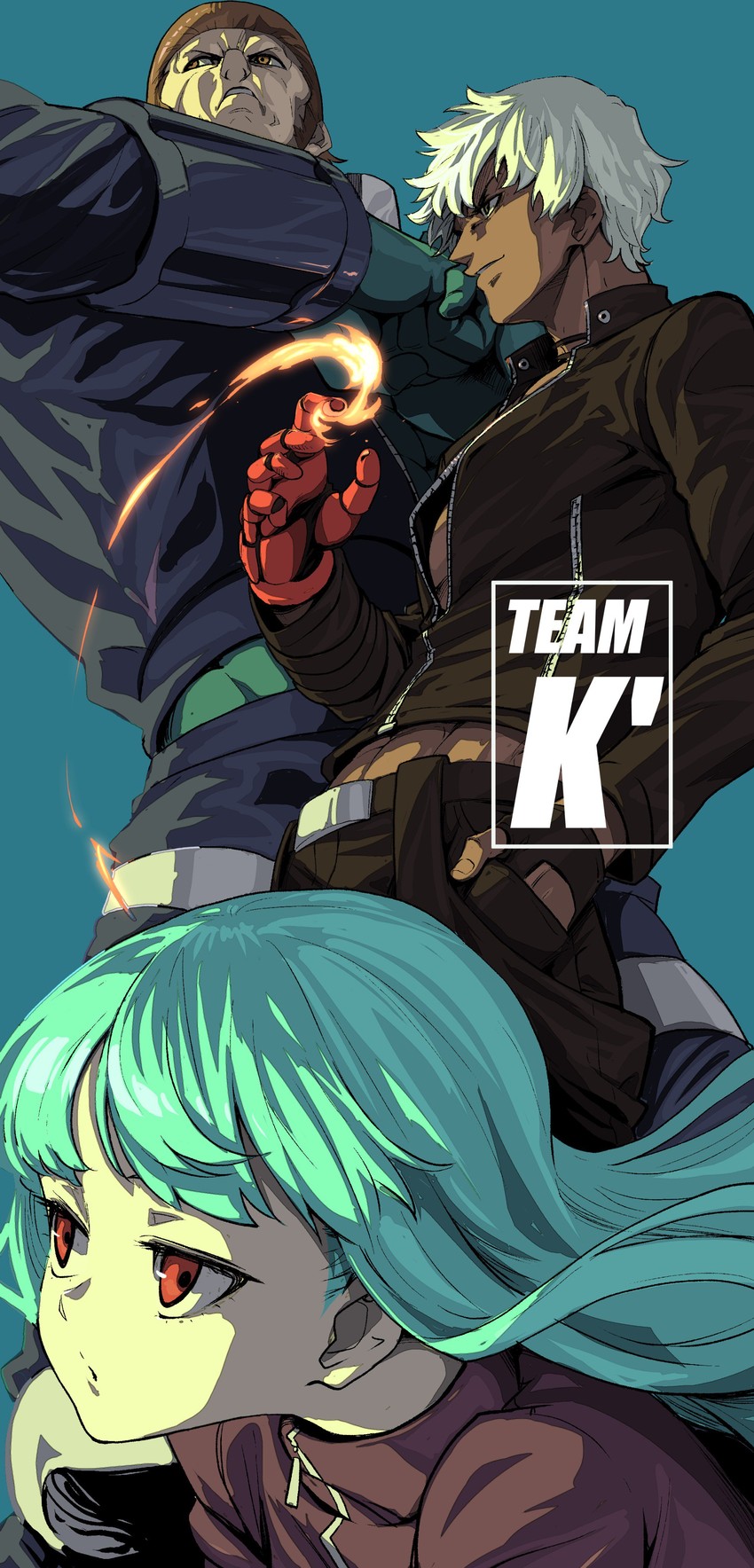 kula diamond, k', and maxima (the king of fighters) drawn by galbi_(iouytuuyio)