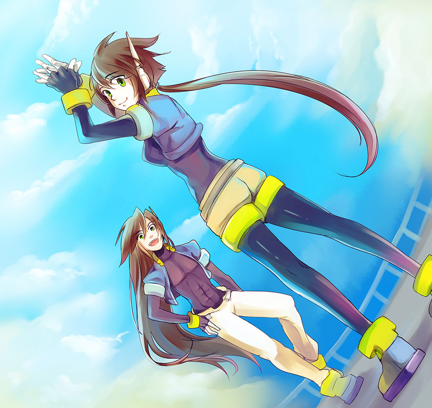 aile and vent (mega man and 2 more) drawn by fii_(alicei2z)