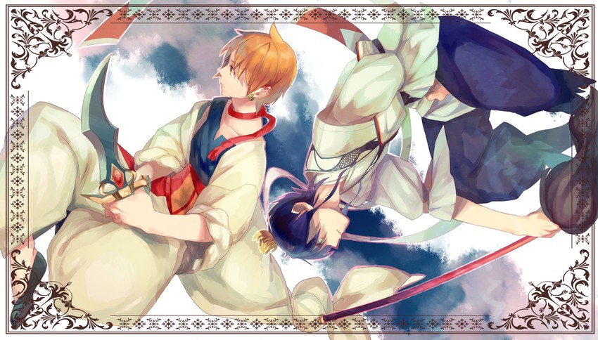 alibaba saluja and ren hakuryuu (magi the labyrinth of magic) drawn by sonomura