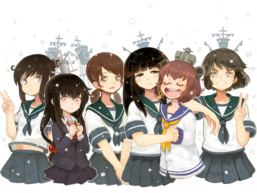 fubuki, yukikaze, hatsuyuki, miyuki, shirayuki, and 1 more (kantai collection) drawn by fujinozu