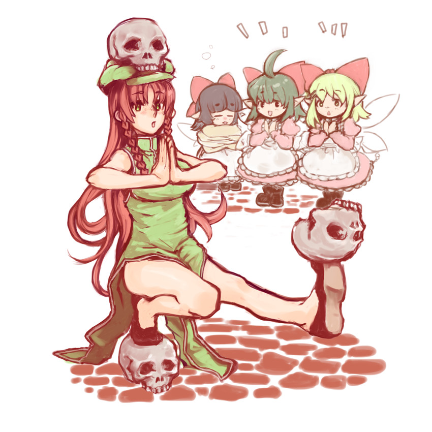 hong meiling and fairy maid (touhou) drawn by shiro_(hakukosui)