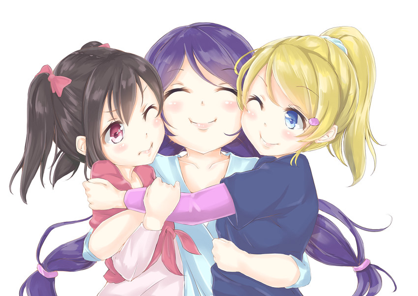 tojo nozomi, yazawa nico, and ayase eli (love live! and 1 more) drawn by funyariko